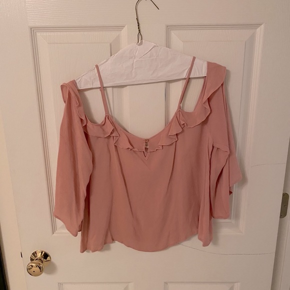 Flowy Off Shoulder Peach Shirt - Picture 2 of 3